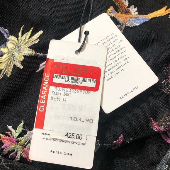 Reiss Carina Spring Floral Dress Navy Sleeveless Sz 14 - Picture 2 of 5